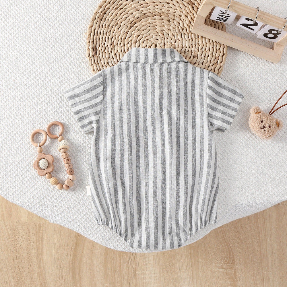 Striped short-sleeved onesie