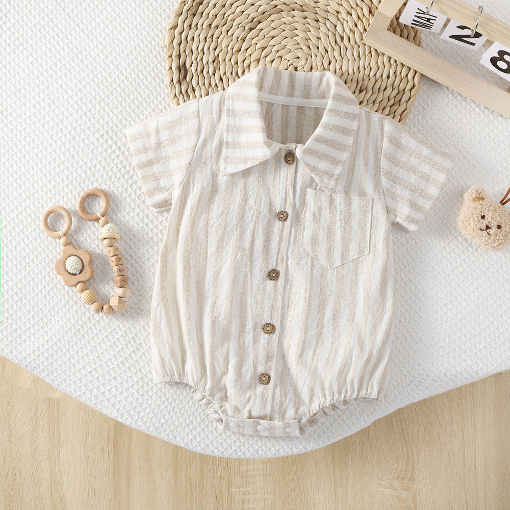 Striped short-sleeved onesie